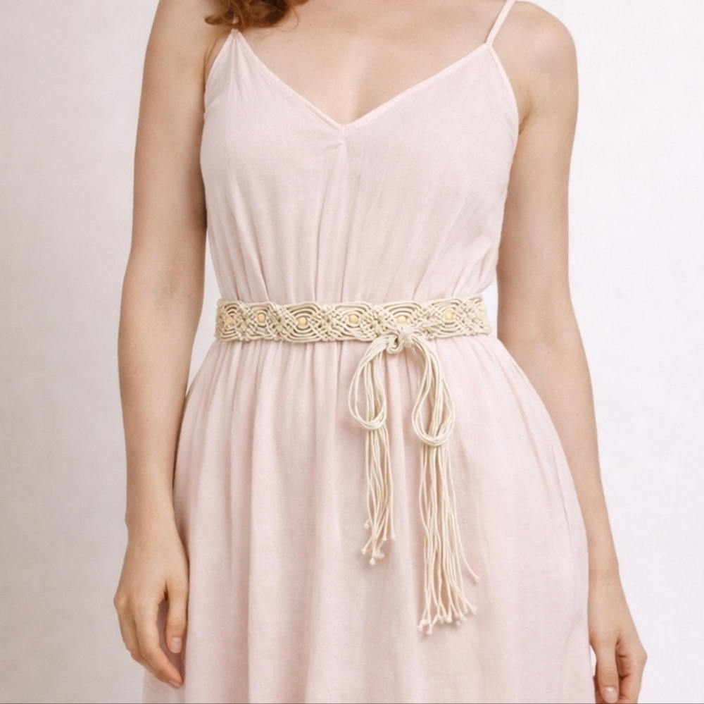 3/$30 HANDMADE Macrame Beaded Festival Rope Sash Belt